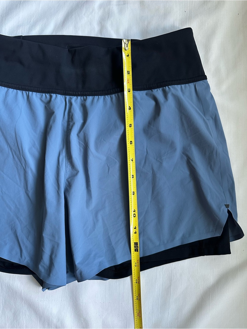 On Running Women's Light Blue Layered Shorts with Black Waistband - Picture 10 of 13
